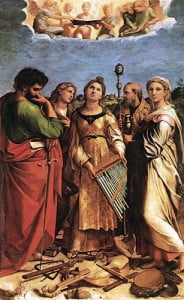 Raffaello Sanzio e aiuti, Estasi di santa Cecilia, 1514 circa, Bologna, Pinacoteca Nazionale.
