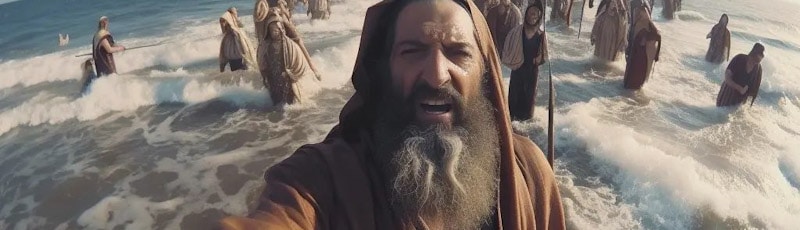 Esodo, selfie, Mosè, Bibbia, intelligenza artificiale